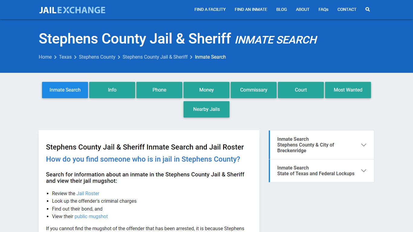 Stephens County Jail & Sheriff Inmate Search - Jail Exchange